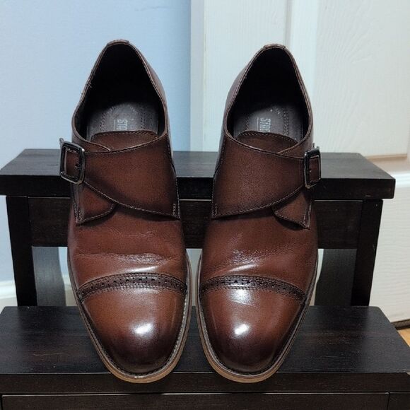 Stacy Adams Desmond Brown Leather Single Monk Strap Cap Toe Dress Shoes Size 9.5 main image 8